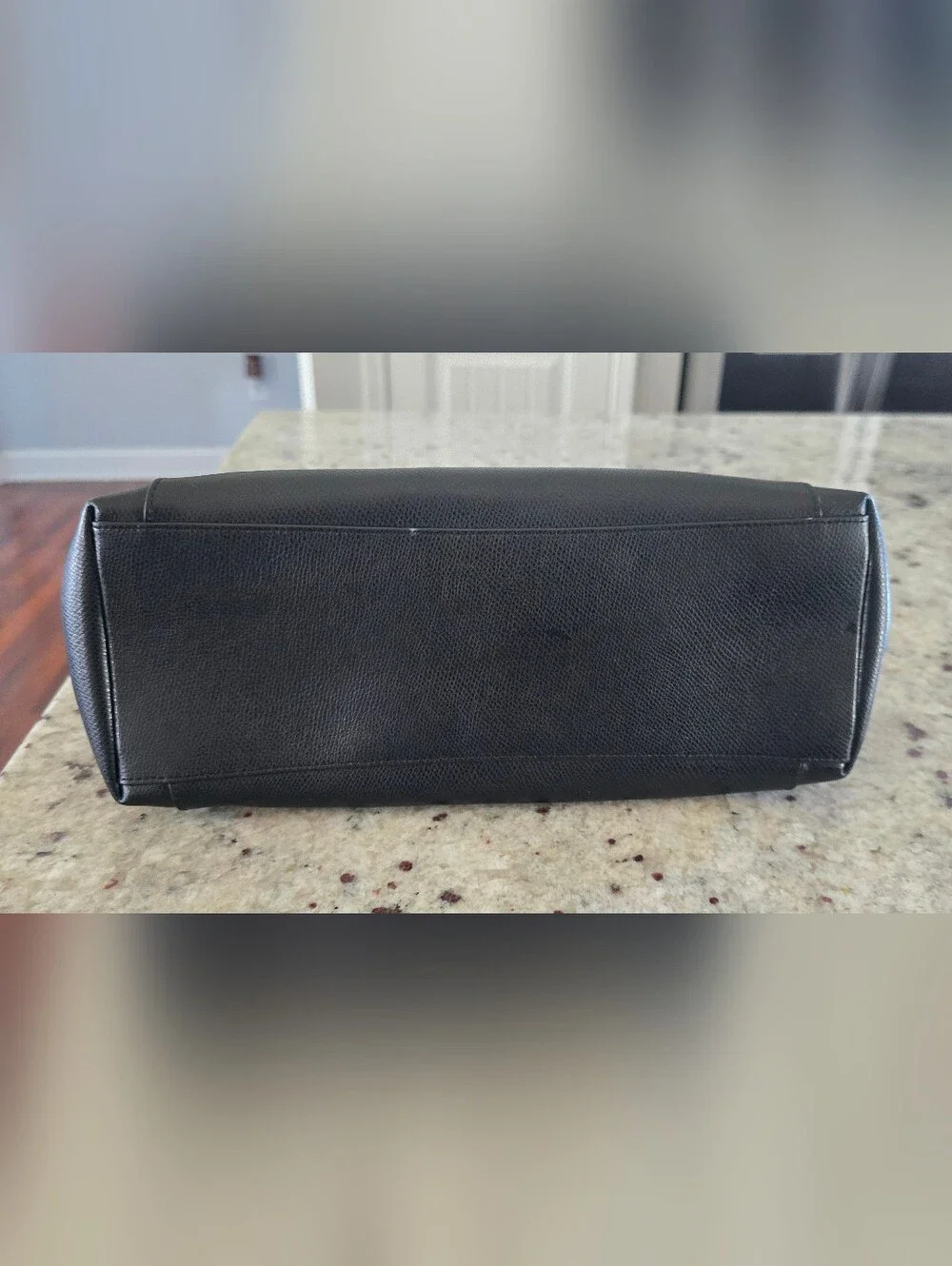 Coach Black Leather Tote with Gold Accents